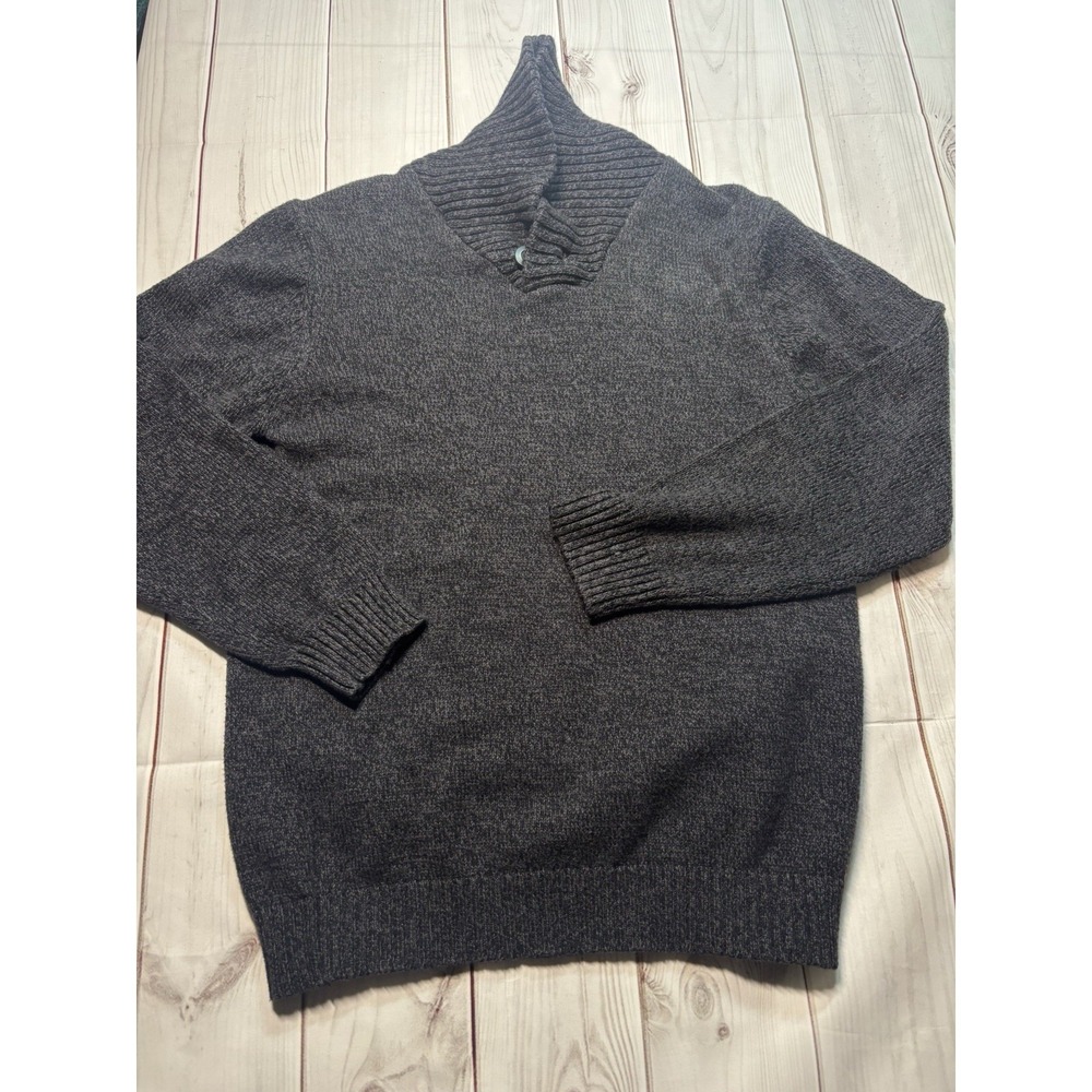 Silver Lake Grey Charcoal Shawl Collar Knit Sweater Mens Large